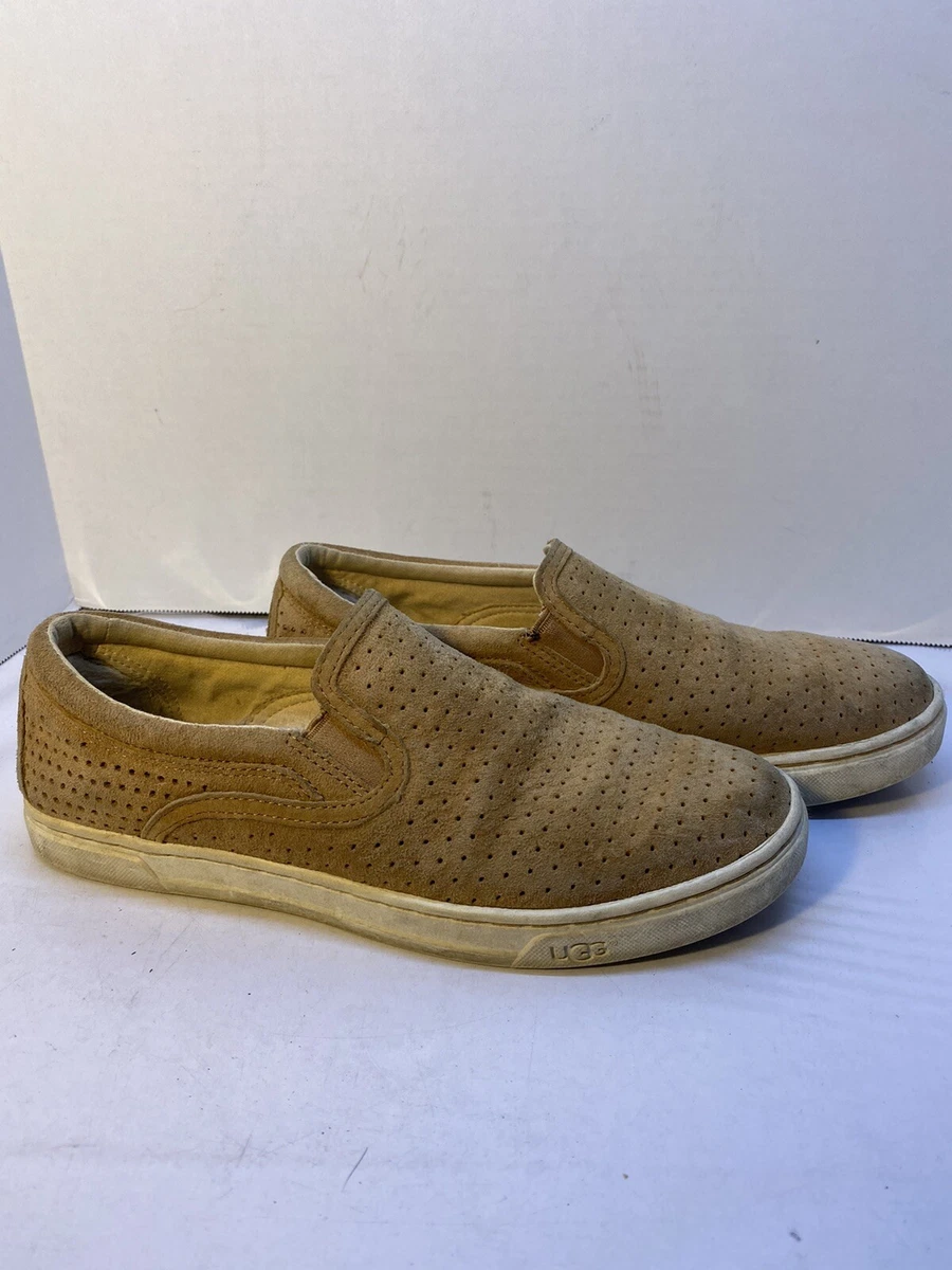 UGG SLIP ON SNEAKERS FIERCE GEO PERORATED 1011250 TAN WOMAN Sz 7.5