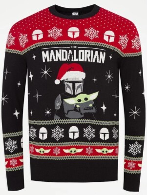 Star Wars The Mandalorian Christmas Jumper M Medium Chest 39
