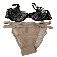 NEW Victorias Secret Bra Panty Set 36DD Unlined Demi Black XL Cheeky 1675