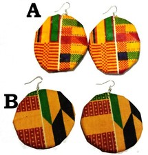 African Fabric Ankara Kente Prints Hook Earrings- 2.5" 50mm .