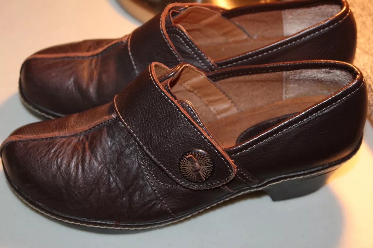 EURO SOFT by SOFFT Brown Genuine Leather Slip On Clog Women s Size