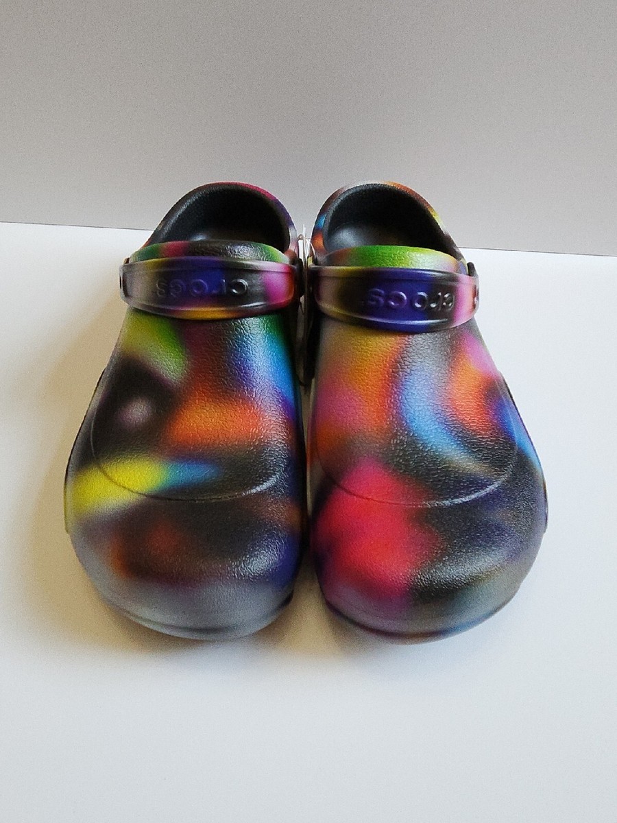Crocs Bistro Graphic Slip Resistant Clog Men 13 Neon Tie Dye  display picture 3