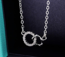 Silver Plated Beautiful Interlocking Necklace 1.58 CT Simulated Diamond Necklace