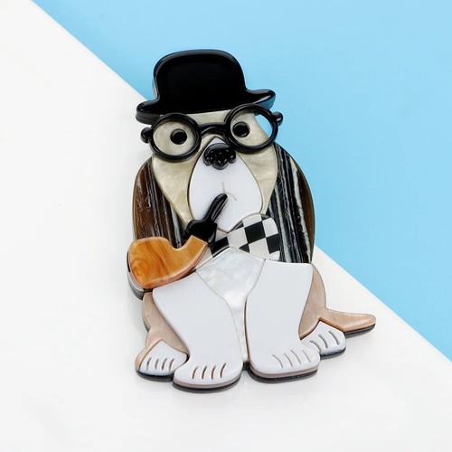 Broche de ropa de perro fumador de dibujos animados acrílico accesorios de moda hechos a mano insignia - Imagen 5 de 5