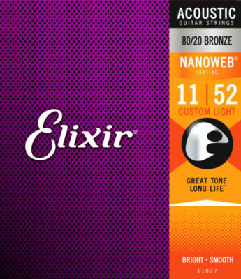 Elixir 11027 Nanoweb 80/20 Bronze Acoustic Guitar Strings