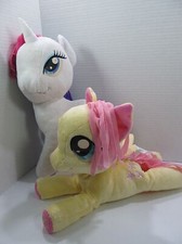 My Little Pony lot of 2 Rarity Fluttershy Cloth Hair Plush Stuffed Animal 12"