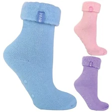 THMO - Ladies Thermal Bed Socks with Non Slip Sole | Cosy Slipper Socks