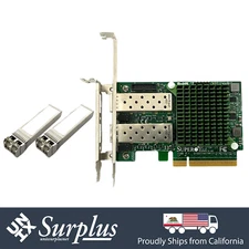 Supermicro X520-DA2 10GB SFP+ Dual Port PCIe Ethernet Card + 2x 10GB Optics