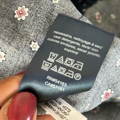 Camicia Tommy Hilfiger blu cotone stampa floreale manica lunga con bottoni taglia L/G - Foto 9 di 11