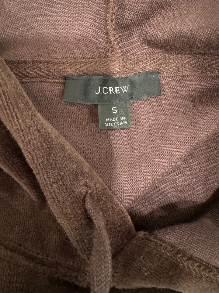 Sudadera con Capucha J.Crew Relajada Terciopelo Marrón Chocolate Profundo Talla S/M Envío GRATIS Foto 4 de 4