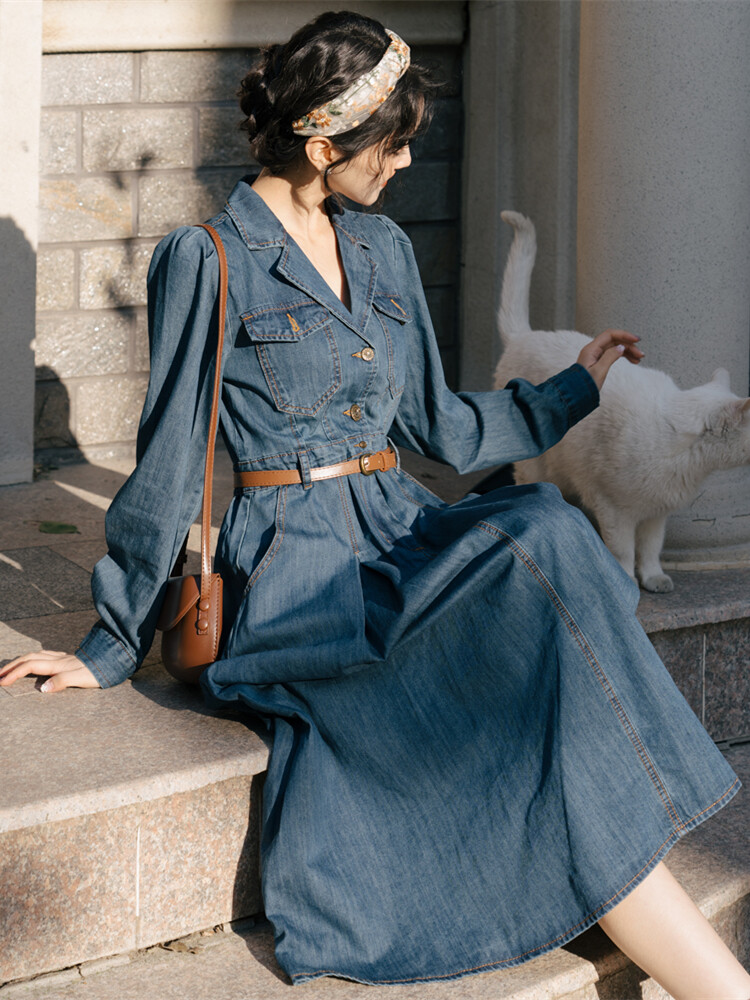 vintage denim dress Women’s Denim Tank Dress with Pocket – Billy T Vintage Denim / XL main image 1