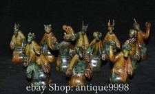 Old Dynasty Natural Hetian Jade 12 Zodiac Dragon Pig Monkey Cattle Statue Set