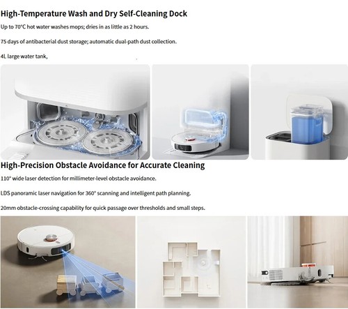 XIAOMI Robot Vacuum Cleaner M40 Anti-Winding Main Brush Heating Cleaning Mop APP - Foto 3 di 19