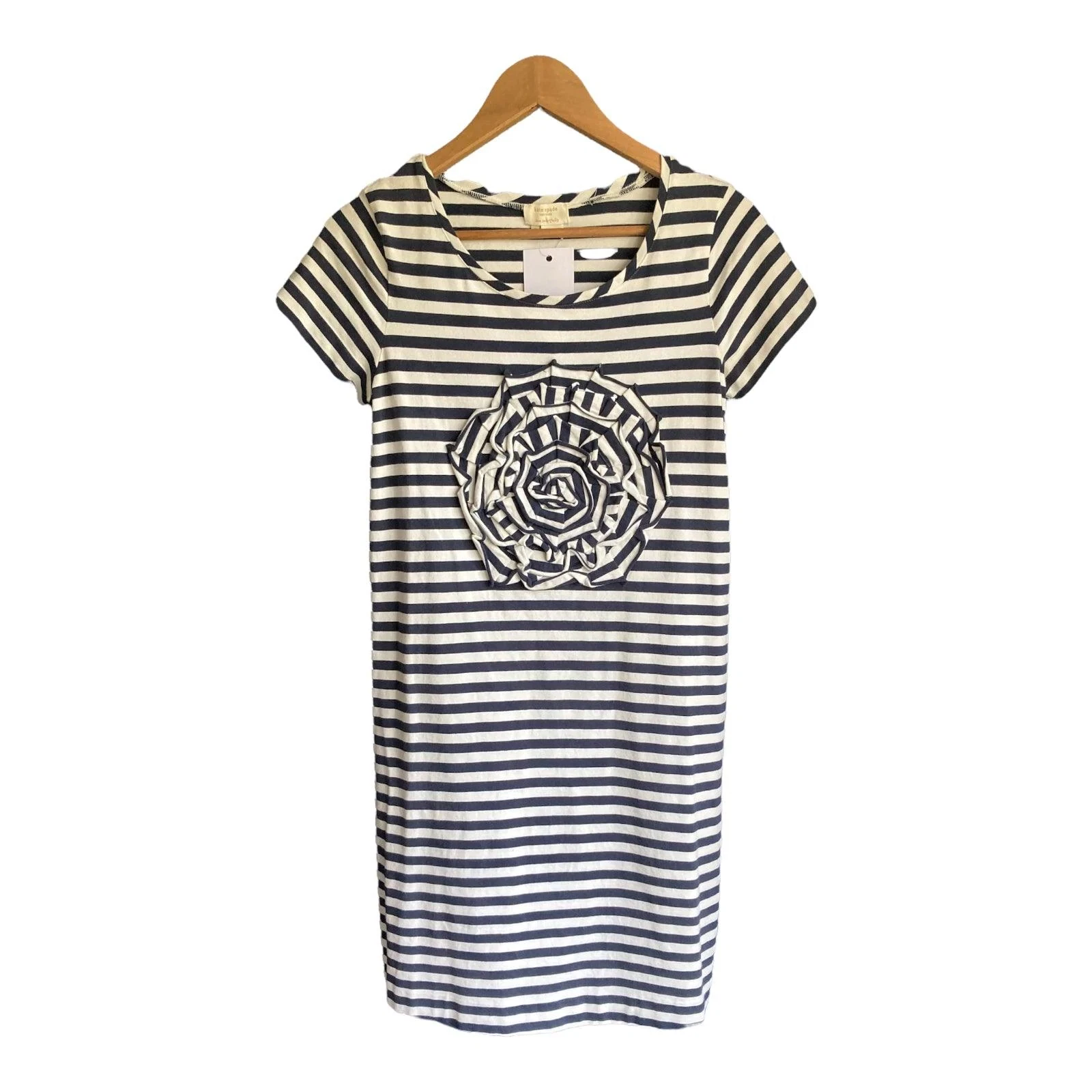 Abito Kate Spade cotone blu navy bianco a righe maniche corte taglia uk small