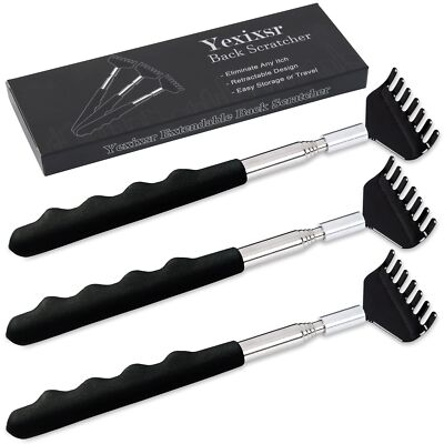 3 Pack Back Scratcher Extendable Metal Portable Back Scratcher for Men ...