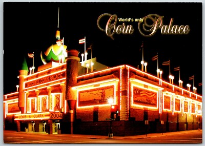 Corn Palace at Night, Mitchell, South Dakota - Postcard