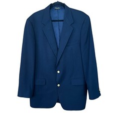 Brooks Brothers Brooksease Mens Size 42L Navy Blue Gold Buttons 100 Wool Blazer