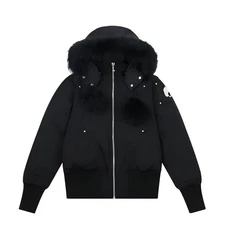 Moose Knuckles Women's Thick Short Parker Pilot Jacket Down Jacket Black/White
