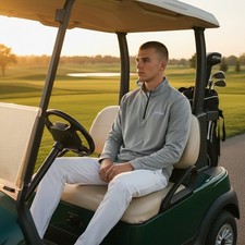 Bad Birdie Mens Grey Quarterzip Golf Pullover Long Sleeve BBWJ014-079 Size L NEW