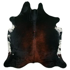 Premium Kuhfell Teppich XXL Rinderfell L180 x B200 cm braun schwarz weiß K350