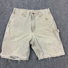 VTG Carhartt B25 DES Carpenter Shorts Mens Size 30 Tan Cotton Duck Distressed