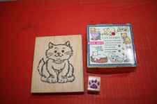 Lot of 11 Rubber Stamps - Cat, Paw Print, boxed set of 9 cat theme