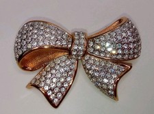 Vintage Early Signed Swarovski SAL Pave Bow Brooch Pin 1977 - 1988 Before Swan
