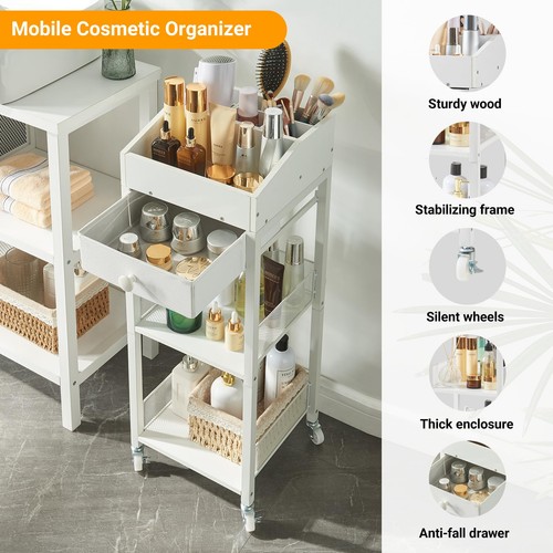 HUSHIFY Carrello Organizzatore Trucco,3 Livelli Pavimento Trucco Portaoggetti con Disegno... - Foto 6 di 7