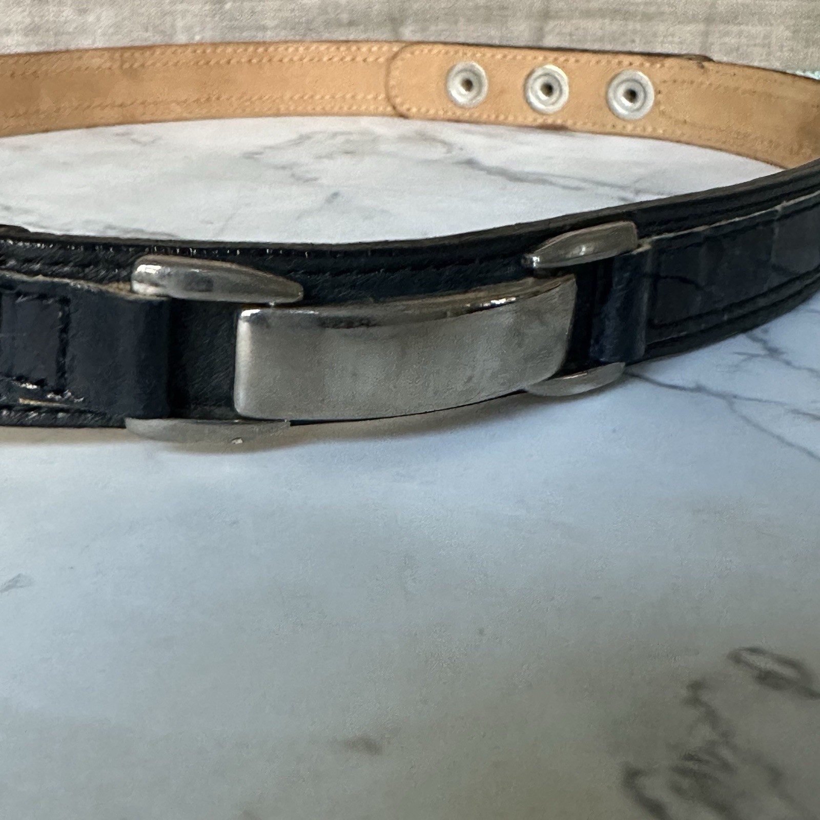 Streets Ahead Equestrian Style Adjustable Black Leather Belt Size M 32”- 34”