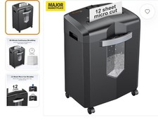 Bonsaii 12-Sheet Micro Cut Paper Shredder Heavy Duty with 4 Casters – Black