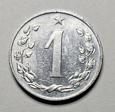 1962 Czechoslovakia 1 One Haler - Czech Coin - Aluminum - World Coin - Europe 