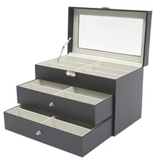 3 Layer Sunglasses Storage Box, 18 Grids of Glasses Organizer, Lockable Eyewe...