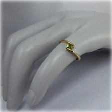 0.80 Ct Princess cut Natural Peridot Solitaire Engagement Ring 14K Yellow Gold