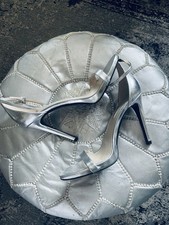 Zara High Heeled Strappy Silver Sandals - UK7/EUR 8
