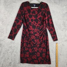 Chaps Dress Womens XL Red Black Floral Ruched Whimsigoth Fariy Grunge Romantic
