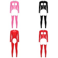 Women Coveralls Babydoll Leotards Leather Jumpsuits Silky Rompers Streetwear
