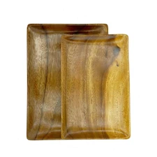 Acacia Wood Dinner Serving Tray Set of 2 – Size: Lg 14" x 10", Med 12" x 8", ...