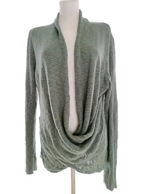 NOA NOA Damen Wickel-Cardigan Gr. XXL Grün Leichter Strick Langer Ärmel