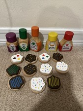 Melissa  Doug Condiments Olive Oil Mustard Ketchup Wood Play Food Cookies
