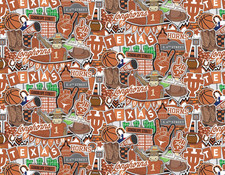 Official Licensed University of Texas Cotton Quilting Fabric-Texas Longhorns Doo