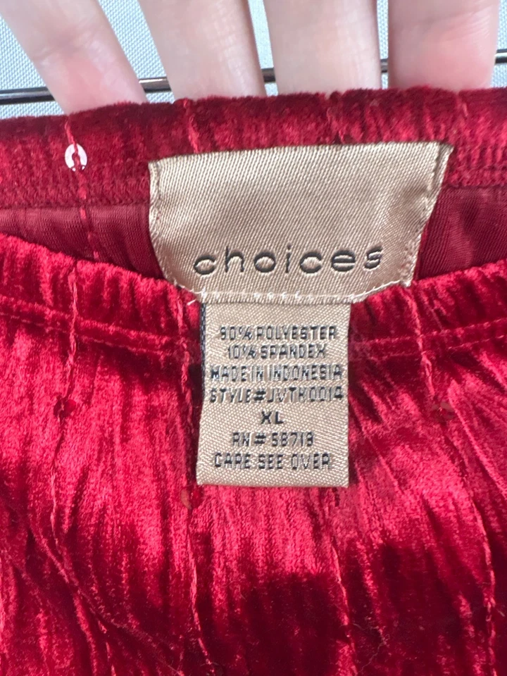 Maxi falda de terciopelo brillante roja XL Choices vintage para mujer Foto 4 de 4