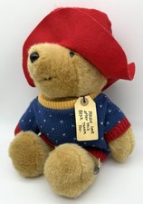 Vintage Eden Paddington Bear in Christmas Sweater Plush Toy 1989 KOREA