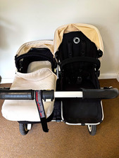 Bugaboo Donkey Double Travel System Pushchair Carrycot Beige/Black