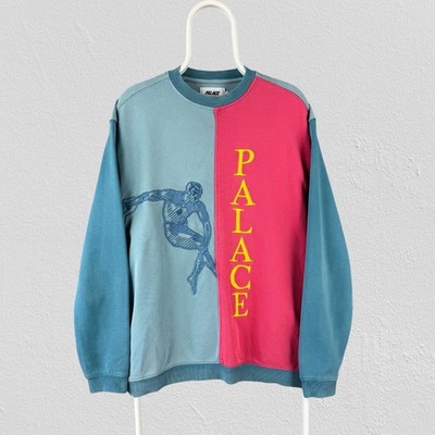 Palace Skateboards Discuss Sweatshirt mit Rundhalsausschnitt blau bestickt Herren Größe Medium