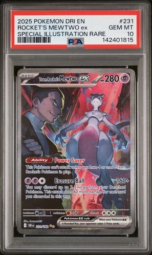 2025 POKEMON DRI EN-DESTINED RIVALS #231 TEAM ROCKET'S MEWTWO EX PSA 10