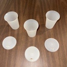 Vintage Tupperware Sippy. Set of 3 Cups with Lids. Clear.