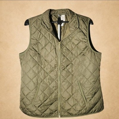 Old Navy Quilted Vest Womans Green with Gold Zipper Women s Size XL