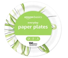 Amazon Basics Everyday Paper Plates, 8.62 Inch, Disposable, 100 Count