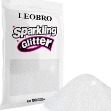 White Glitter, 100 G / 3.5 Oz Holographic Fine Glitter for Crafts, Resin, Flower