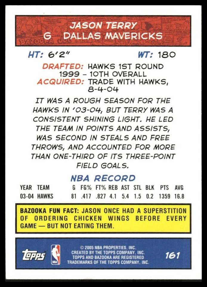 2004-05 Bazooka #161 Jason Terry [GOATCARDS] - Image 2 of 2